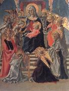 Madonna and Child Enthroned with Angels,a Carmelite and other Saints Fra Filippo Lippi